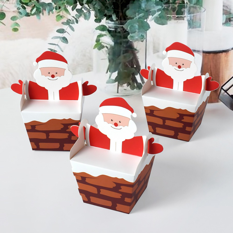 Candle Containers - 10/30/50 個サンタクロース煙突を登る紙箱キャンディーチョコレート石鹸キャンドルクッキーリトルギフト包装