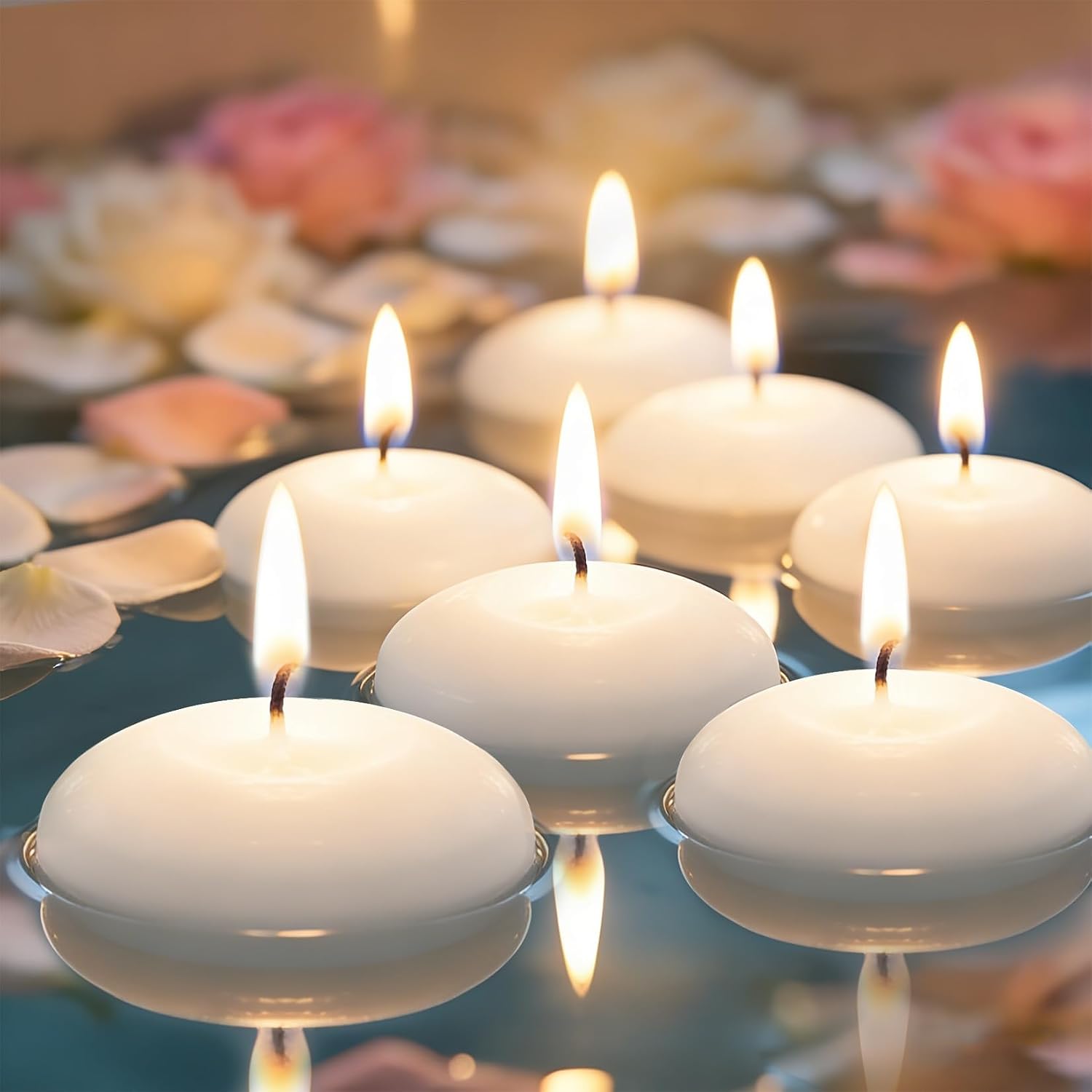 Paraffin Wax - 無香料の浮き輪型キャンドル20個入り。結婚式やホリデーに最適。燃焼時間は1～1.5時間。小さめのサイズで、お部屋の装飾にも。