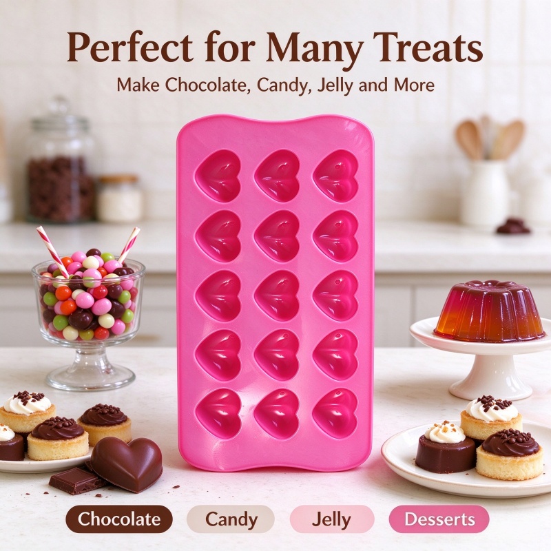 Candle Molds - 3Dハート型シリコンモールド、食品グレード、焦げ付き防止、チョコレート、キャンディ、ゼリー、プリン、アイスキューブトレイ、DIYベーキングモールド、石鹸やキャンドル作りにも。