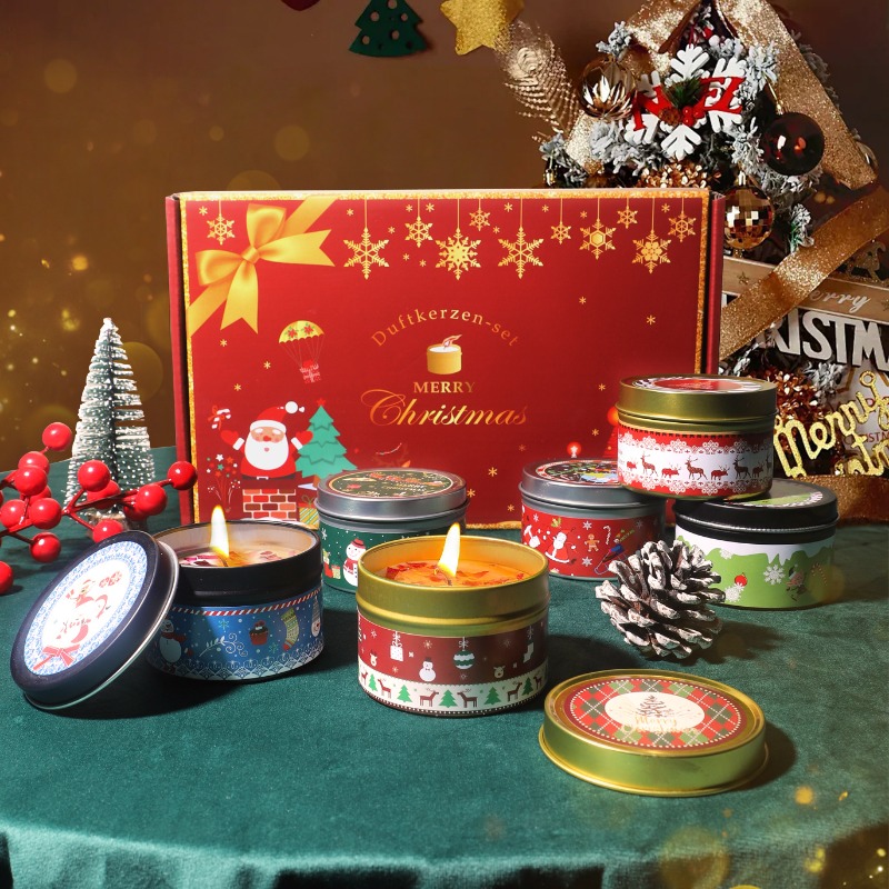 クリスマスソイワックスアロマキャンドルギフトセット。燃焼時間 - Soy Wax のレビューと価格