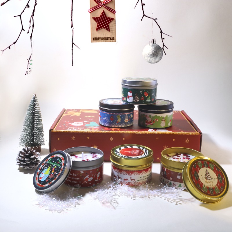 クリスマスソイワックスアロマキャンドルギフトセット。燃焼時間 - Soy Wax のレビューと価格