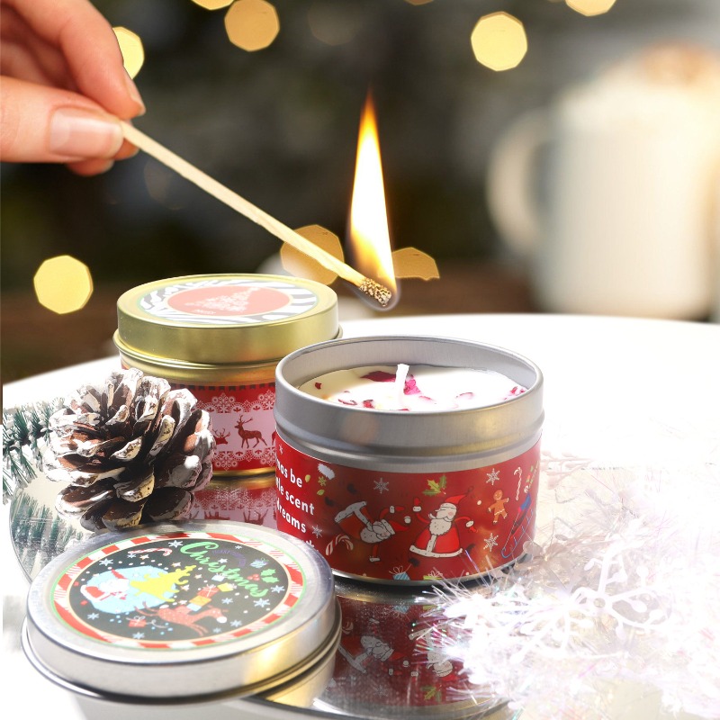 クリスマスソイワックスアロマキャンドルギフトセット。燃焼時間 - Soy Wax のレビューと価格