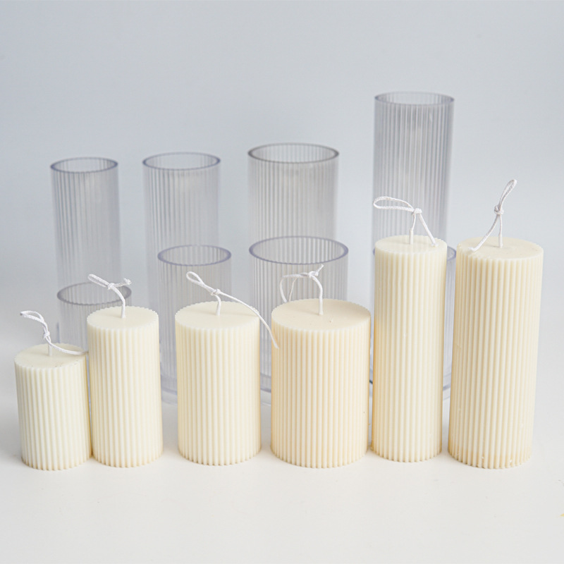 新しいDIYピンストライプ模様の円筒形キャンドル用プラスチッ - Candle Making Kit のレビューと価格