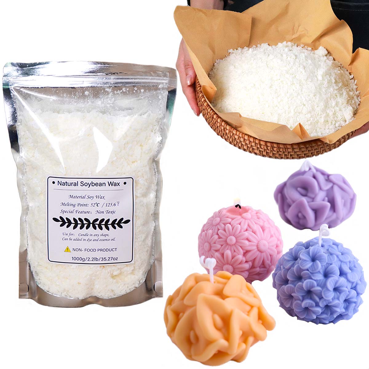 100/250/500/1000 グラム天然大豆ワックスフレ - Candle Making Kit のレビューと価格