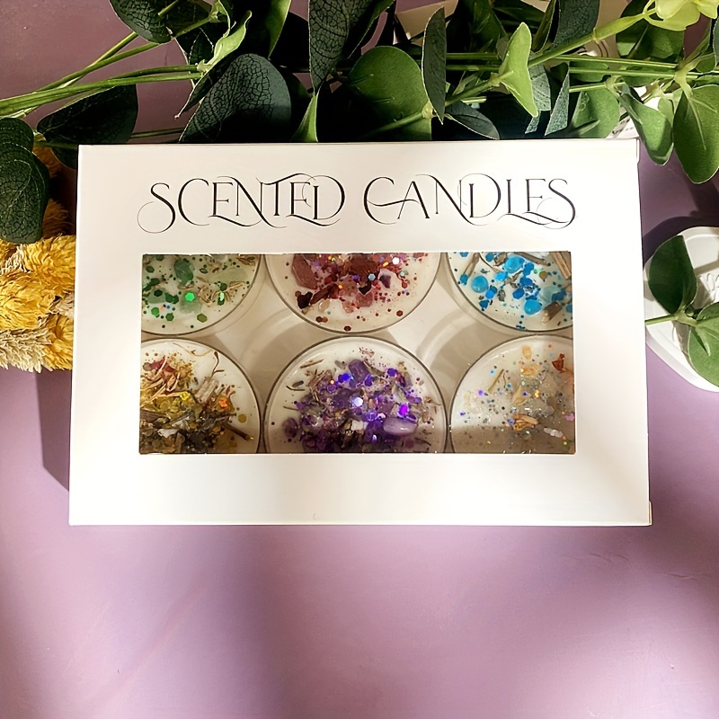 クリスタルストーンの香りのキャンドル6本セット,ドライフラワ - Silk Candle のレビューと価格