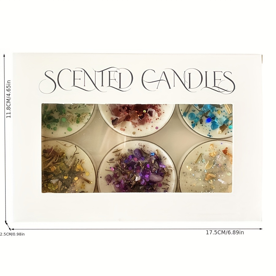 クリスタルストーンの香りのキャンドル6本セット,ドライフラワ - Silk Candle のレビューと価格