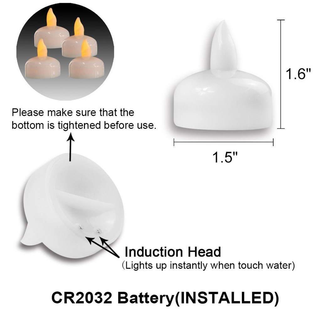 12個入り、防水仕様の浮遊式LEDライト。炎を使わず、電池で - Paraffin Wax のレビューと価格