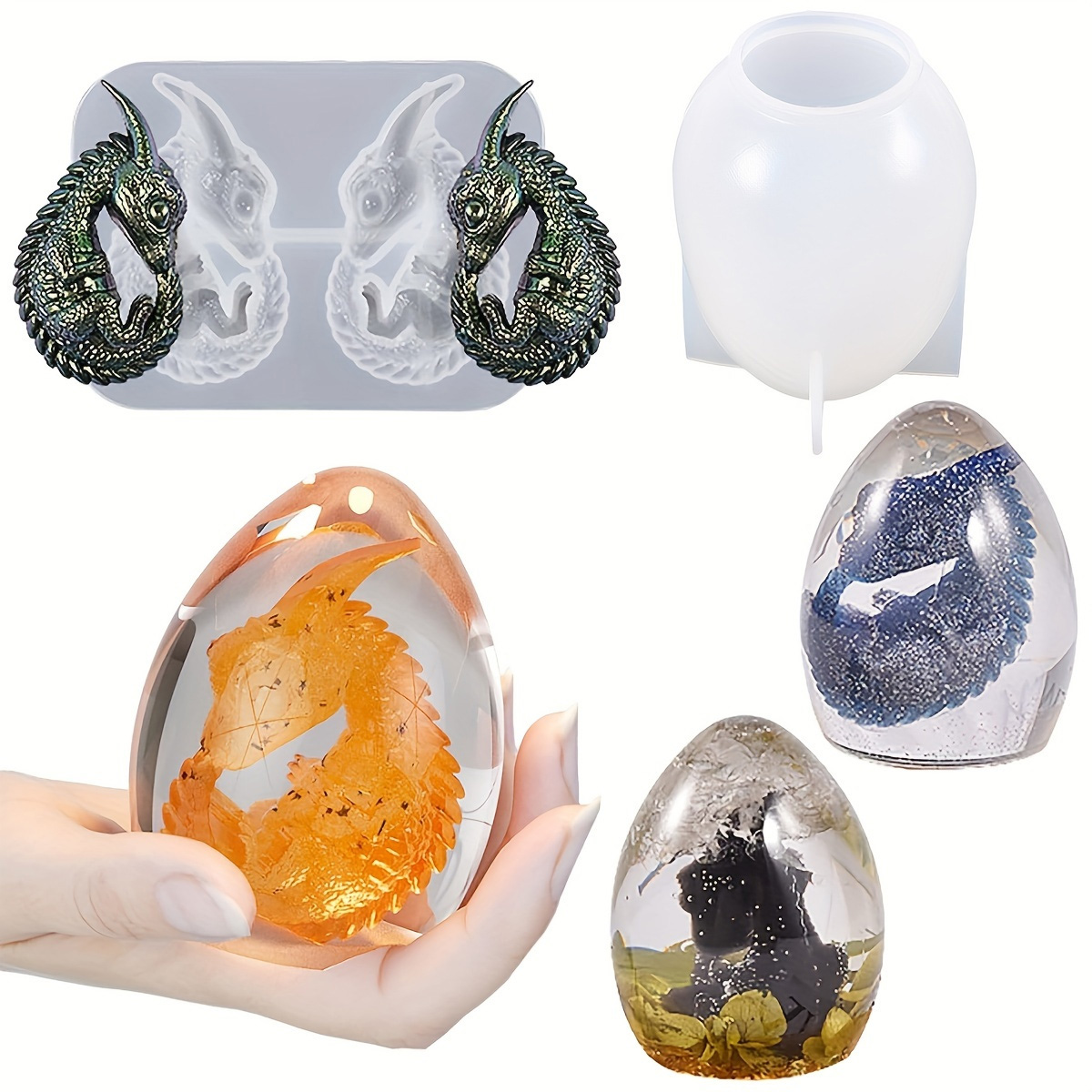 シリコンドラゴンエッグ型、2個セット、恐竜の卵樹脂鋳造型、D - Candle Making Kit のレビューと価格