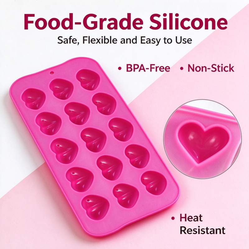3Dハート型シリコンモールド、食品グレード、焦げ付き防止、チ - Candle Molds のレビューと価格